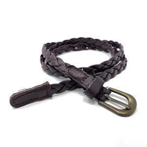 Weaved Leather Belt Brown 0.5" Women's